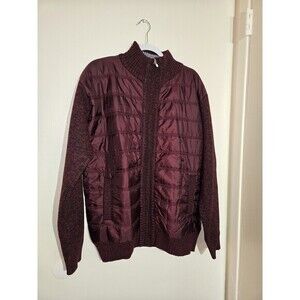 Men’s Quilted Lightweight Fleece Lined Two Tone Knitted Zipper Jacket Size‎ XL